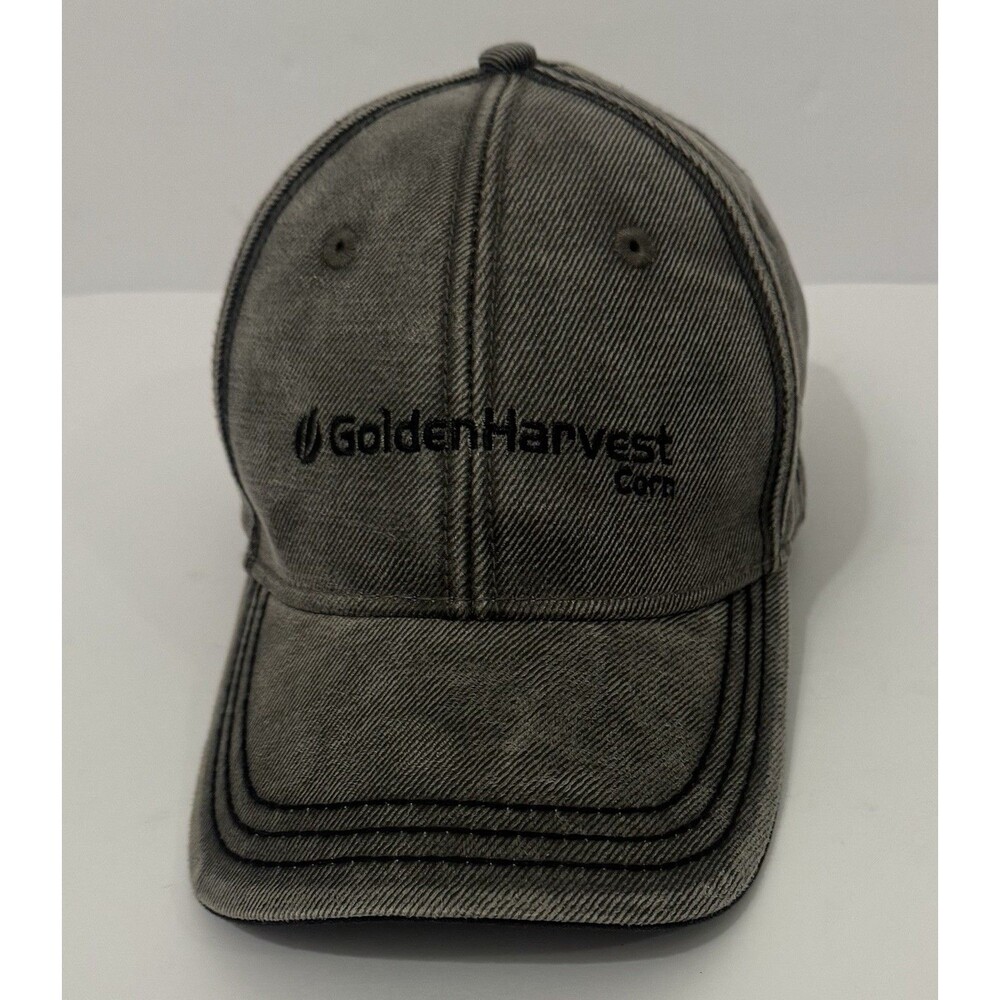 Golden Harvest Corn Gray Black Baseball Cap Agriculture Advertising Hat